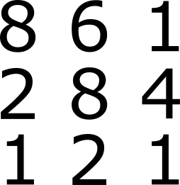 3x3 Grid: 8 2 1 6 8 2 1 4 8